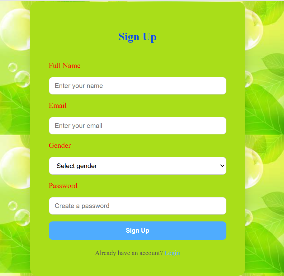 Sign Up Design